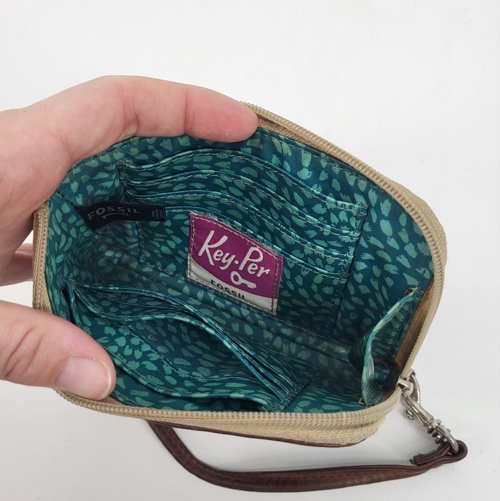 Fossil Key Per Wristlet Wallet Zipper Leather Pri… - image 4
